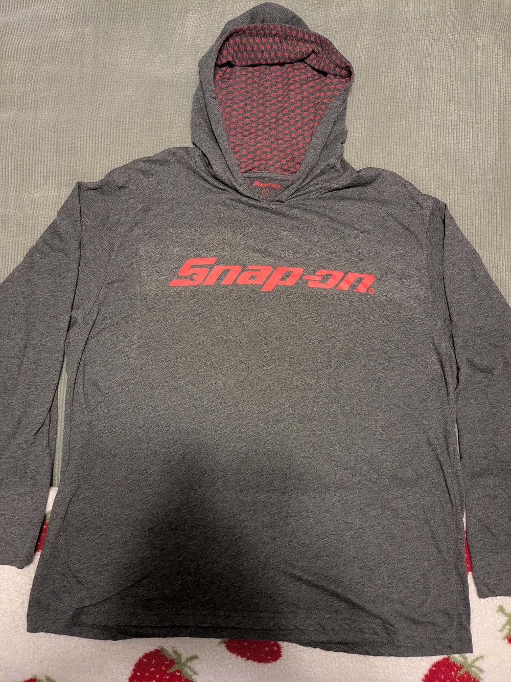 Snap-on Men's Gray Hoodie Long Sleeve Shirt with Logo Size Large